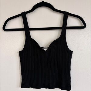 Black Ribbed Tank Top - Women